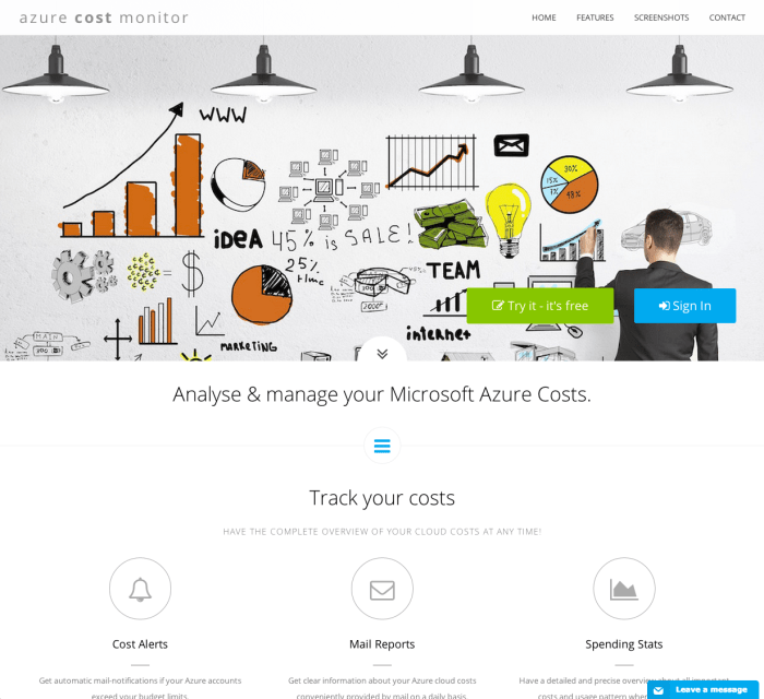 Azure Cost Monitor Landing Page